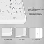 LOAAO 24x36 Inch White Metal Framed Bathroom Mirror for Wall, White Bathroom Vanity Mirror Farmhouse, Large Rounded Rectangle Mirror, Anti-Rust, Hangs Horizontally or Vertically