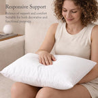 puredown® 18 x 18 Decorative Feather Down Throw Pillow Inserts (Set of 2, White) for Sofa, Couch, Bed, Machine Washable