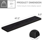 QEEIG Floating Shelves for Wall 47.2" Extra Long - Wall Mounted Shelf Bathroom Kitchen Living Room Bedroom Farmhouse Home Decor Display Bookshelf Large 47.2 x 9.3 inch Set of 2, Black (008-120B)