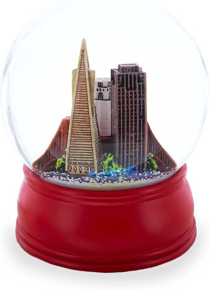 San Francisco Skyline with Iconic Landmarks Glass Water Snow Globe