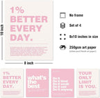 DSHFG Motivational Inspirational Office Wall Art Decor Prints Set of 4, Pink Motivational Wall Decor Trendy Retro Posters for Office Home Decor, 8x10 Unframed