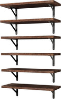 YGEOMER Brown Floating Shelves for Wall, 16.5 Inch Farmhouse Wall Shelves for Bedroom, Bathroom Storage, Living Room and Kitchen Decor (Set of 6 Brown)