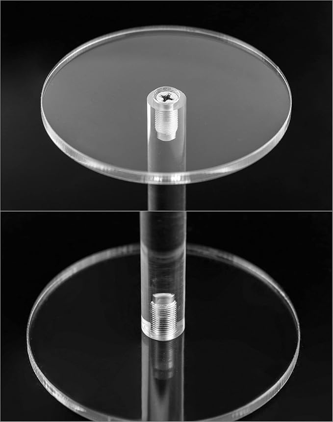 QWORK Round Acrylic Display Stand, 2 Sets Premium Clear Round Riser Stands