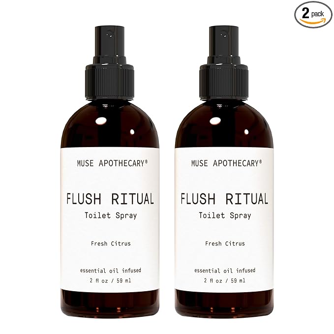 Muse Apothecary Flush Ritual - Aromatic & Refreshing Toilet Spray, Use Before You Go, 2 oz, Infused with Natural Essential Oils - Fresh Citrus, Pack of 2
