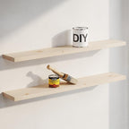 Homeforia Wood 48 inch Floating Shelf, High End Solid Natural Wood 48inch Floating Shelves for Wall Mounted, Unfinished Wooden Large Floating Shelves, Heavy Duty Bracket, 48 X 6.5 X 1.75 in, Set of 3