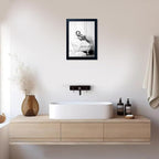 Framed Bathroom Art Wall Decor Elephant in Bathtub Decor Funny Black and White Animal Canvas Print Paintings for Bathroom