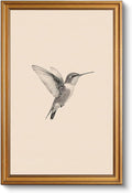 VIYYIEA Vintage Gold Framed Wall Art for Living Room, Birds Canvas Prints Home Decor, Sketch Painting Picture, Bedroom Wall Decor Gifts for Friends or Family -【Hummingbird】-(24L x 16W)