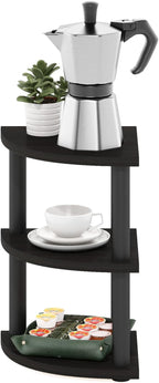 Furinno Turn-N-Tube Kitchen Countertop Organizer, 3-Tier Corner Countertop Organizer Shelf, Corner Shelf, for Kitchen, Pantry, Organizers and Storage, Espresso
