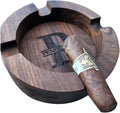 Cigar Ash Trays for Men Dad Home Ashtrays Personalized Walnut Wooden Outdoor Cigar Ash Tray With Name for Husband Grandpa Groomsmen Fathers Day Birthday Anniversary Christmas