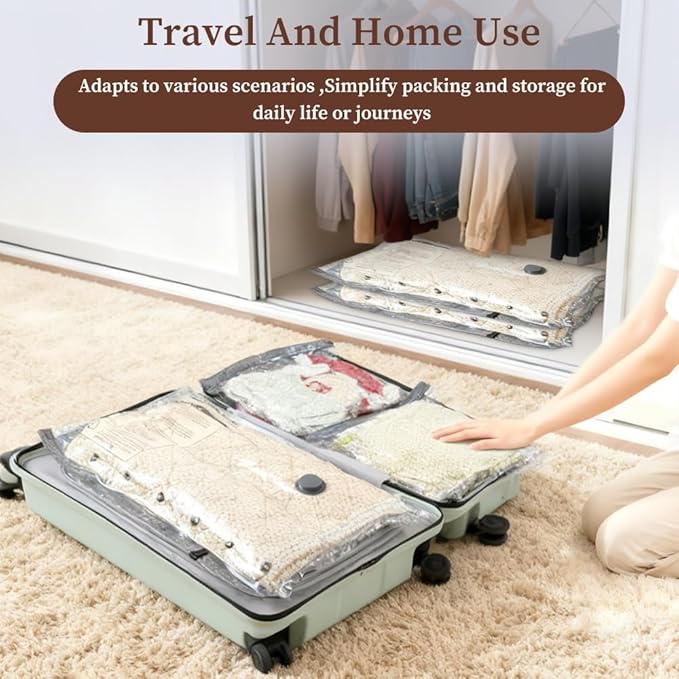 15 PCS Vacuum Seal Bags, Compression Space Saver with Electric Air Pump and Hand Pump, For Travel, Home Storage, Clothing, Bedding and Moving Organization