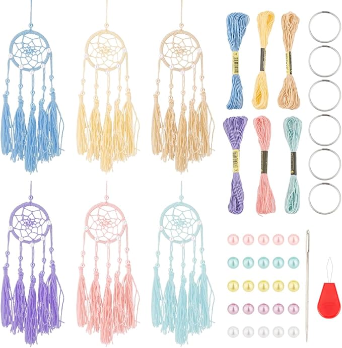 INFUNLY 6 Set Dream Catchers DIY Small Dream Catcher Car Decor Charm Mini Dreamcatcher for Bag Pendant Colorful Handmade for Key Chain