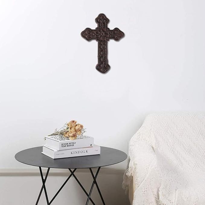 BRASSTAR Cast Iron Wall Cross Decoration Rustic Antique Metal Cross Farmhouse Home Wall Hanging Decorations TQZDPT21