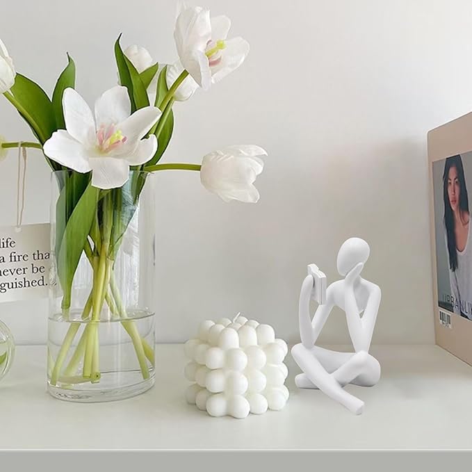Jinkoozz Reading Women Statue, Thinker Sculptures, Abstract Art Ornament, Modern Aesthetic Figurine Decoration, Suitable for Home Living Room Bedroom Office Shelf Table Desk Bookshelf Decor