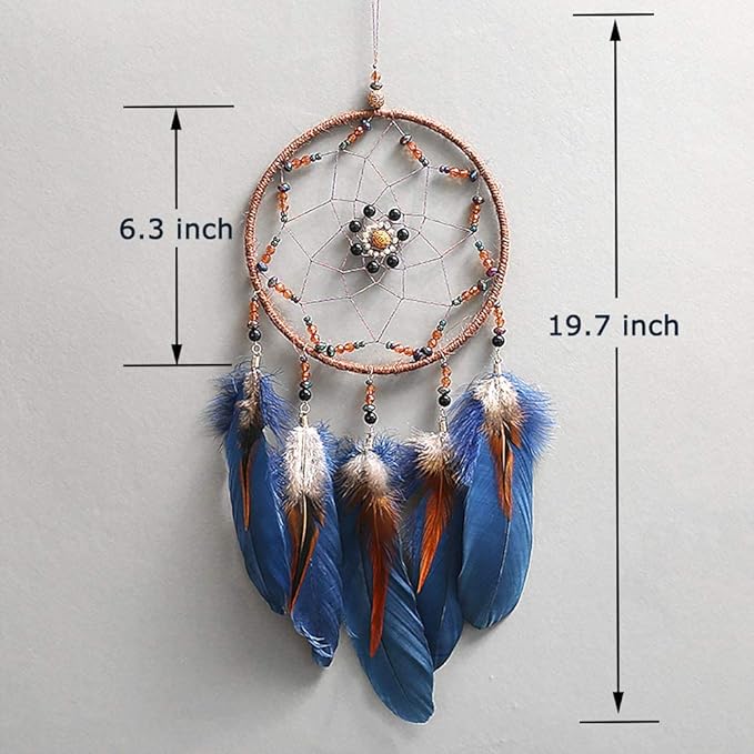 MOONFLY Dream Catcher Handmade Traditional Feather Dreamcatcher Hanging Home Wall Decoration Craft Ornament for Home, Bedroom, Kids, Boys Native American Style Décor (Star)