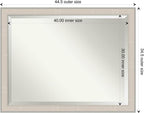 Amanti Art White Wall Mirror 34x44 Cottage White Silver Rectangle Bathroom Mirror for Wall Decor Living Room, X-Large Cottage Wood Frame, Hangs Horizonally and Vertically, Bathroom Decor, Beveled Edge