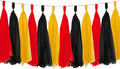 Red and Black and Yellow Tassel Garland Paper Tissue Tassels Garland for Party Decorations, Pack of 15