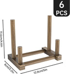 NiHome 6" Multi-Purpose Wooden Display Stands for Plates, Photos, Books, Vinyl Records, Tablets, Small Art Pieces, Retro Style Stable Solid Holder for Home Decor, Retail Displays, Art Showcases (6PCS)
