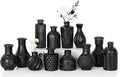 Mini Bud Vases As Wedding Centerpieces for Tables,Clear Bud Vases for Flowers,Small Flower Vases Suitable for Birthday Party,Anniversary,Wedding Reception,Baby Shower (Matt Black, 12PCS)