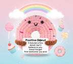 Funny Positive Crochet Donut,Emotional Support Donuts Themed Gift,cute Stuffed Animals Plush,Birthday Gifts for Women,friends(Pink Donut)