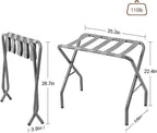 AMHANCIBLE Luggage Rack, Foldable Suitcase Stands Set of 2, Metal Luggage Holder for Guest Room, Bedroom, Hotel, Holds up to 110 lb, Easy Assemble, Grey,HLR01GY