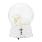 DEMDACO Jesus Loves Me Musical Water Globe - Lamb Snow Globe - Baby Blessing Keepsake - Small Silver Cross - Religious Gift for Kids - Resin & Stone - Great for Blessings & Celebrations