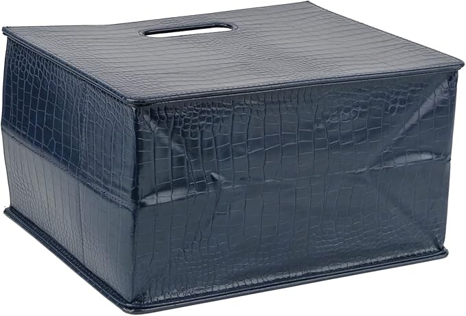 HofferRuffer Magazine Basket Holder, Foldable Magazine Rack, Document File Holder Organizer, File Folder, Newspaper Storage Bin Organizer for Home or Office (Dark Blue)