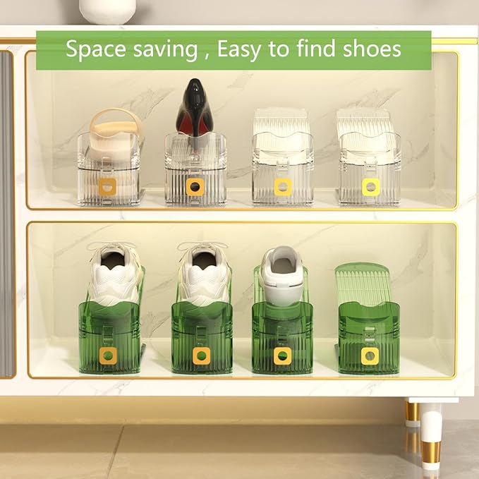 CiBiZi Clear Shoe Slots Organizers 10Pack Shoe Stacker Organizer for Closet Shoe Stackers for a Pair of Shoes Shoe Display Shelf Shoe Rack Holders Space Saver Organizador de Zapatos (Clear)