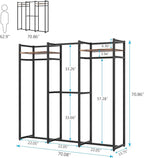 Tribesigns Garment Rack Heavy Duty Clothes Rack, Free Standing Closet Organizer with Shelves and Hanging Rod, Large Metal Clothing Rack for Hallway, Bedroom, Max Load 500Lbs (Dark Black)