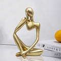 Dnoifne Thinker Statues and Sculptures, Resin Thinker Statue Ornaments, Abstract Style Sculptures, Housewarming Gifts, Housewarming Decorations, Living Room Dining Desk Decorations(Gold Right, Large)