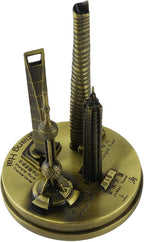 Shanghai Building Collection Model Set, Oriental Pearl Tower and Jin Mao Financial Center Souvenir, Electroplated Bronze Gold Metal Architecture Miniatures for Office Home Decor (Bronze-Small)