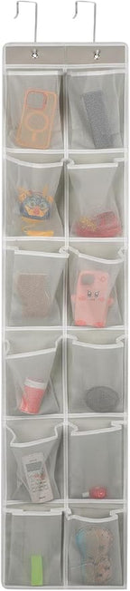 Over the Door 12 Pocket Hanging Shoe Organizer, Gray