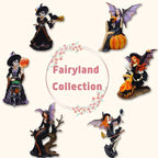 Comfy Hour 9" Dark Fairy Witch Figurine on Broom, Fantasy Sorceress with Black Cat Statue, Mystical Home Office Desktop Decor Accent, Polyresin Artisan Crafted Sculpture, 1 Piece