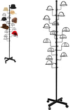 Montex Freestanding Hat Rack Stand, Metal Hat Organizer Rack with 14 Customisable Circular Hooks, Hats Tree Stand Floor Standing Hat Display, Black