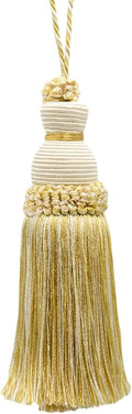 DÉCOPRO Decorative 5 inch Key Tassel, Light Gold, Ivory Imperial II Collection Style# IKTJ Color: Ivory Gold - 2523