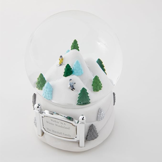 Things Remembered Engraved Skiing Mountain Musical Snow Globe (Free Customization), Plays Winter Wonderland Music