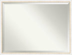 Amanti Art White Wall Mirror 32x42 Morgan White Gold Rectangle Bathroom Mirror for Wall Decor Living Room, X-Large Modern Wood Frame, Hangs Horizonally and Vertically, Bathroom Decor, Beveled Edge