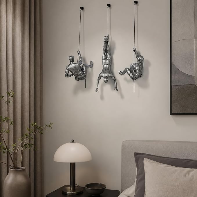 Large Set of 3 Climbing Men Wall Art Decor Sculpture,Nordic Modern Simplicity Decorative Wall Art, Climbing Man Sculptures,Home & Office Climber Gifts