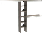 ClosetMaid SuiteSymphony Wood Closet Organizer Kit with Tower, 3 Hang Rods, Top Shelves, Adjustable, Fits Spaces 5-9 ft. Wide, Graphite Grey