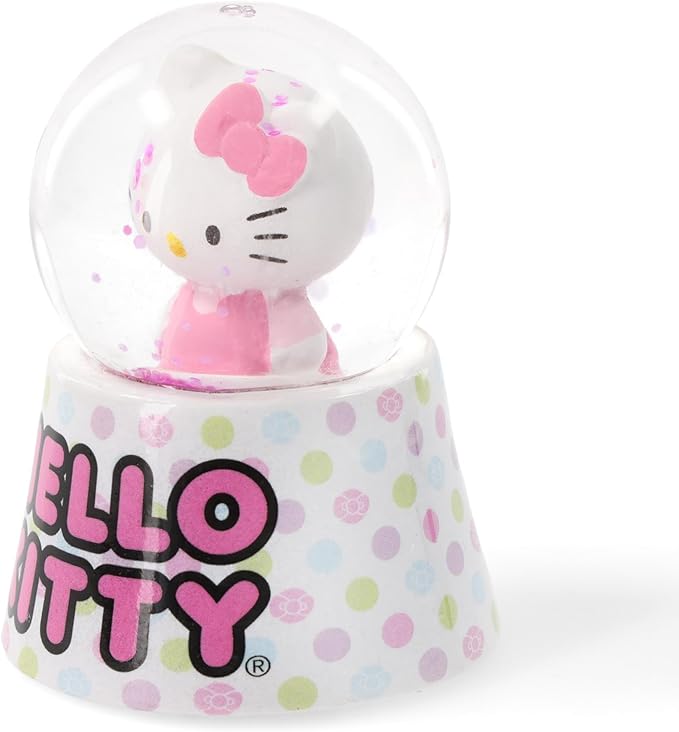 Sanrio Hello Kitty Polka Dots Mini Light-Up Snow Globe with Swirling Glitter Display | 3 Inches Tall