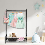 Kids Clothing Rack, Kids Dress Up Storage Rack, Small Clothes Rack with Metal Storage Shelf, Kids Closet Organizers and Storage (Black)
