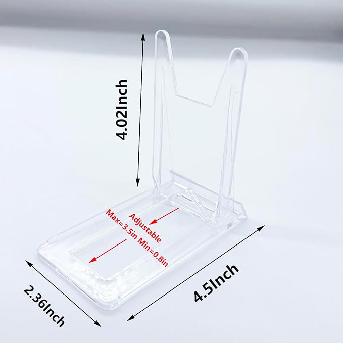 6 Pack Adjustable Clear Acrylic Display Stands for Purse, Book, Album, CD, Magazine, Picture, Plate & Artworks, Home Office Party Decor(4.02 x 2.36 x 4.5 Inch)