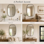 USHOWER Black Oval Arch Bathroom Mirrors for Over Sink, 24x36 Inch Bathroom Vanity Mirror for Bathroom, Bedroom, Vanity, Entryway, Aluminium Frame, Anti-Rust, Modern Wall Decor