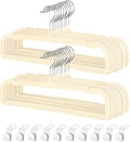 Pants Hangers Non Slip - 20 Pack Velvet Hangers for Closet - Thin Space Saving Clothes Hanger - Strong, Durable, Perchas Terciopelo with 360° Rotatable Hook for Jean, Tank Top, Bra, Shorts (Beige)