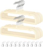 Pants Hangers Non Slip - 20 Pack Velvet Hangers for Closet - Thin Space Saving Clothes Hanger - Strong, Durable, Perchas Terciopelo with 360° Rotatable Hook for Jean, Tank Top, Bra, Shorts (Beige)