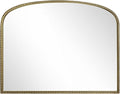 36"X28" Arched Mirror,Metal Beaded Frame Mirror for Wall,Ornate High-Definition Mirrors,Fit for Fireplace, Living Room,Hallway,Bathroom,Antique Gold