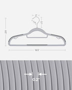 SONGMICS Pack of 30 Coat Hangers, Space-Saving Plastic Clothes Hangers, Non-Slip, 0.2 Inches Slim, 16.5 Inches Wide, 360° Swivel Silver Hook, Light and Dark Gray UCRP20G30