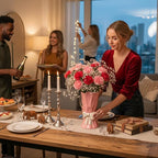 Pink Bow Vase, Hot Pink Flower Vase for Home Decor, Ceramic Vases for Boho Style, Small Cute Vases for Ideal Shelf Decor/Table/Living Room. (Pink 6, Large)