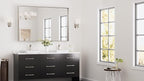 Keonjinn 55 x 36 in Brushed Nickel Bathroom Mirror for Over Sink, Rectangular Silver Metal Framed Rectangular Vanity Wall Mirror Square Corner Modern Farmhouse Rectangle Mirror(Horizontal/Vertical)