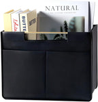 Leather Magazine Holder Foldable with Handles，Stable Magazine Rack Floor，Magazine Basket File Holder Storage，Document File Folder Organizer Free Standing for Office Living Room (black)