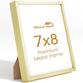 7x8 Aluminum Metal Picture Frame,Tempered Glass Gold Photo Frame 7x8 for Family Photo,Posters,Art,Document to Wall Mount Horizontally or Vertically